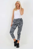 Navy Blue Plus Size Italian Drawstring Camo Side Pockets Cargo Trousers For Women 18 - Dropwear
