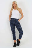 Yellow Plus Size Italian Drawstring Camo Side Pockets Trousers For Women 22 - Dropwear