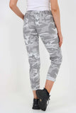 White Plus Size Italian Drawstring Camo Side Pockets Trousers For Women 16 - Dropwear