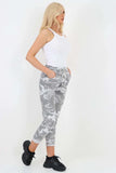 Turquoise Plus Size Italian Drawstring Camo Side Pockets Trousers For Women 16 - Dropwear