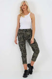 Mocha Plus Size Italian Drawstring Camo Side Pockets Cargo Trousers For Women 22 - Dropwear