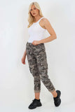 Khaki Plus Size Italian Drawstring Camo Side Pockets Cargo Trousers For Women 20 - Dropwear