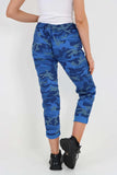 Khaki Plus Size Italian Drawstring Camo Side Pockets Trousers For Women 22 - Dropwear