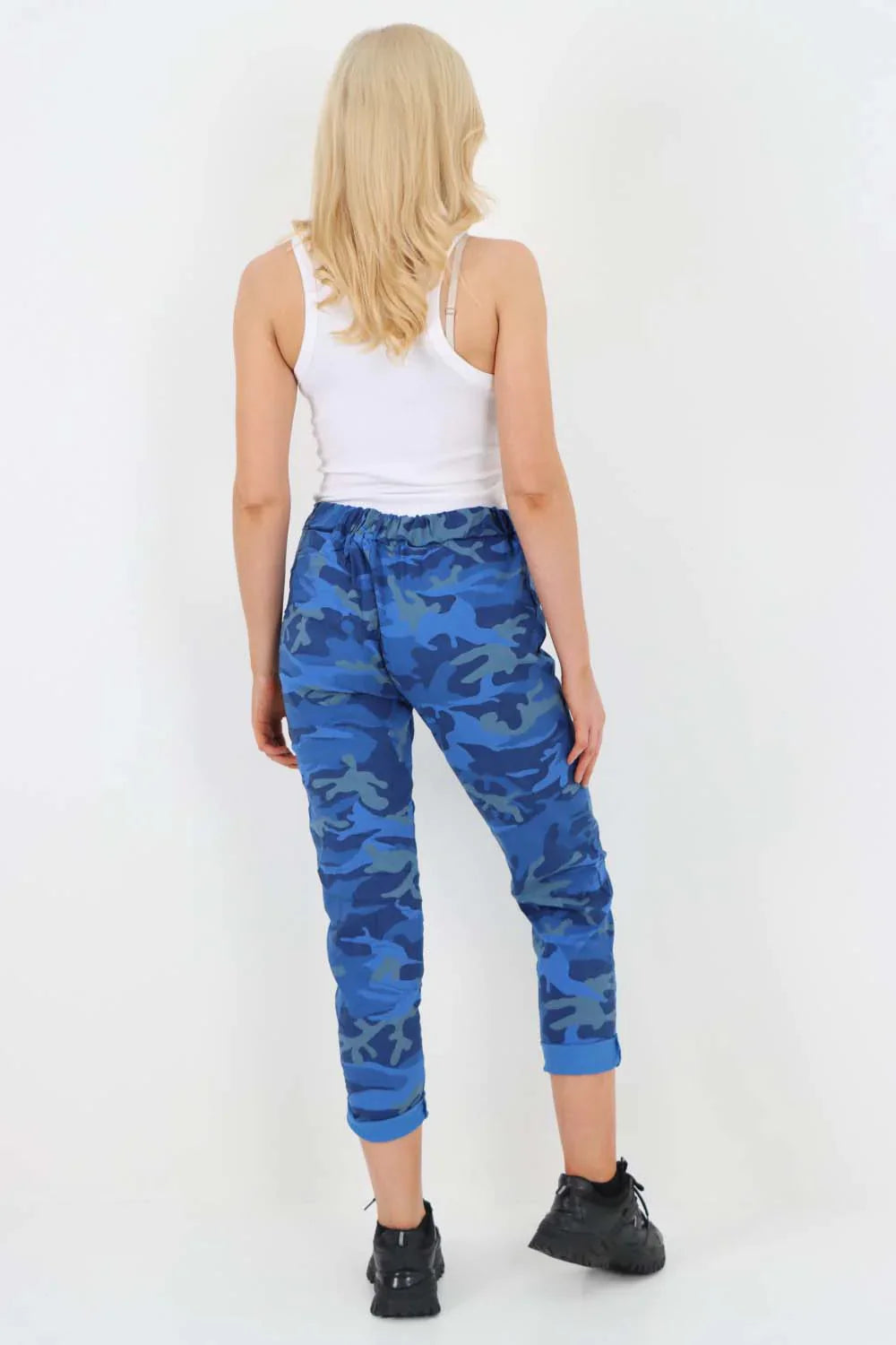 Grey Plus Size Italian Drawstring Camo Side Pockets Trousers For Women 22 - Dropwear