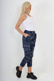 Brown Plus Size Italian Drawstring Camo Side Pockets Cargo Trousers For Women 22 - Dropwear