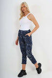 Brown Plus Size Italian Drawstring Camo Side Pockets Cargo Trousers For Women 18 - Dropwear
