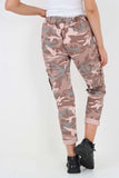 Blue Plus Size Italian Drawstring Camo Side Pockets Cargo Trousers For Women 22 - Dropwear