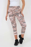 Green Plus Size Italian Drawstring Camo Side Pockets Trousers For Women 22 - Dropwear