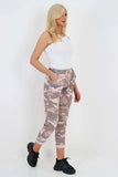 Green Plus Size Italian Drawstring Camo Side Pockets Trousers For Women 20 - Dropwear