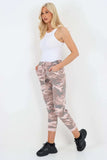 Green Plus Size Italian Drawstring Camo Side Pockets Trousers For Women 16 - Dropwear