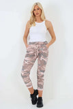 Denim Blue Plus Size Italian Drawstring Camo Side Pockets Trousers For Women 20 - Dropwear