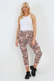 Black Plus Size Italian Drawstring Camo Side Pockets Cargo Trousers For Women 20 - Dropwear