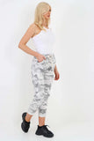 Black Plus Size Italian Drawstring Camo Side Pockets Trousers For Women 18 - Dropwear