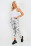 Beige Plus Size Italian Drawstring Camo Side Pockets Cargo Trousers For Women 18 - Dropwear