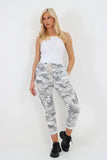 Beige Plus Size Italian Drawstring Camo Side Pockets Cargo Trousers For Women 16 - Dropwear