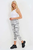 Black Plus Size Italian Drawstring Camo Side Pockets Trousers For Women 22 - Dropwear