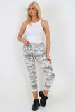 Blue Plus Size Italian Drawstring Camo Side Pockets Trousers For Women 16 - Dropwear