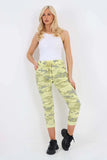 Beige Plus Size Italian Drawstring Camo Side Pockets Trousers For Women 16 - Dropwear