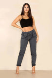 Black Italian Glitter Drawstring Waistband Magic Pants For Women 14 - Dropwear