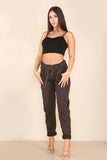Charcoal Italian Glitter Drawstring Waistband Magic Pants For Women 10 - Dropwear