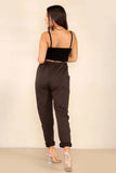 Charcoal Italian Glitter Drawstring Waistband Magic Pants For Women 14 - Dropwear