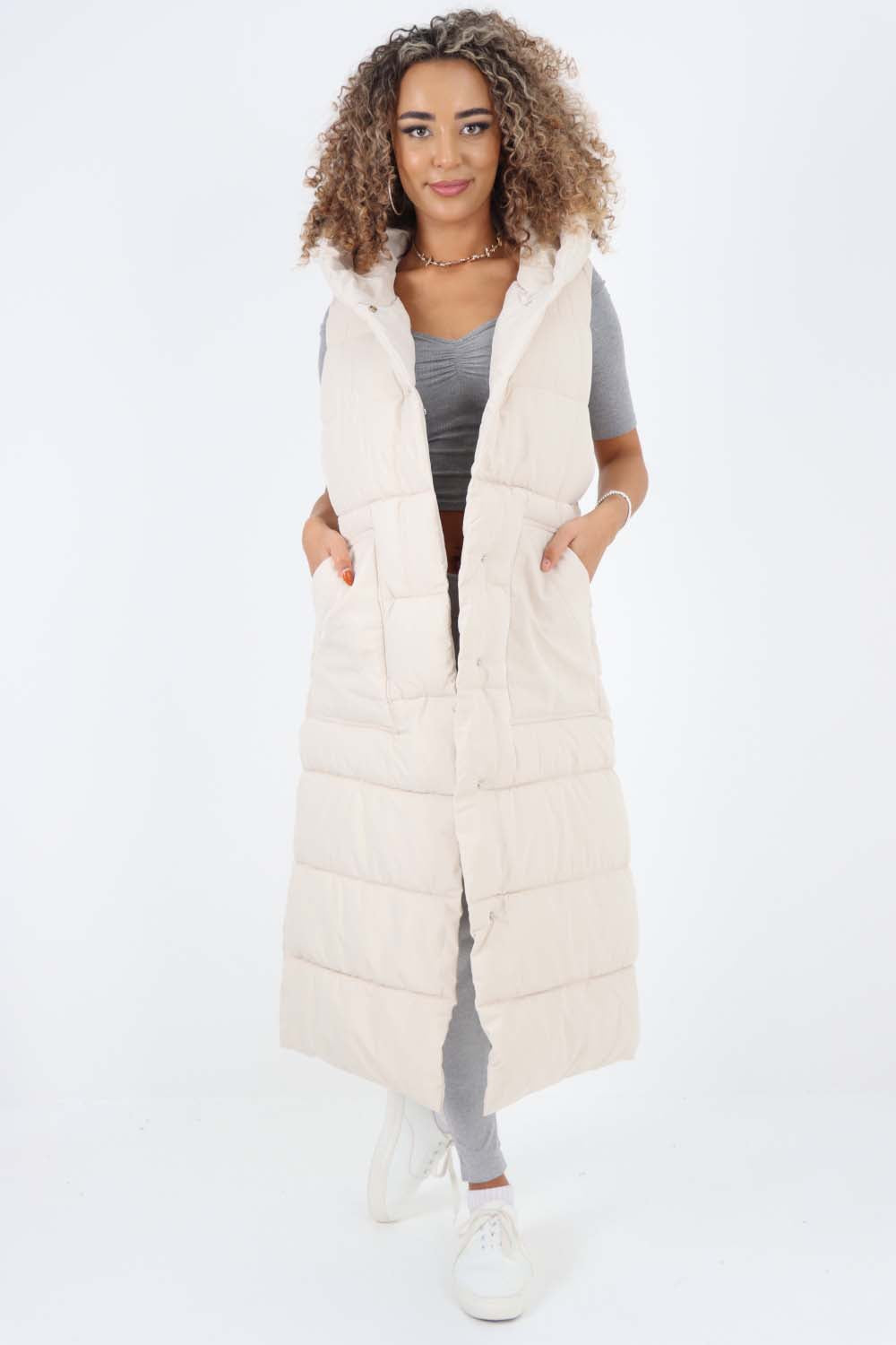 Italian Belted Hooded Long Gilet For Women  - Dropwear