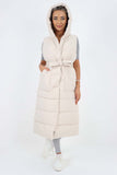 Italian Belted Hooded Long Gilet For Women  - Dropwear