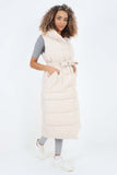 Italian Belted Hooded Long Gilet For Women  - Dropwear