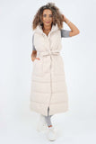 Italian Belted Hooded Long Gilet For Women  - Dropwear