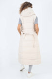 Italian Belted Hooded Long Gilet For Women  - Dropwear