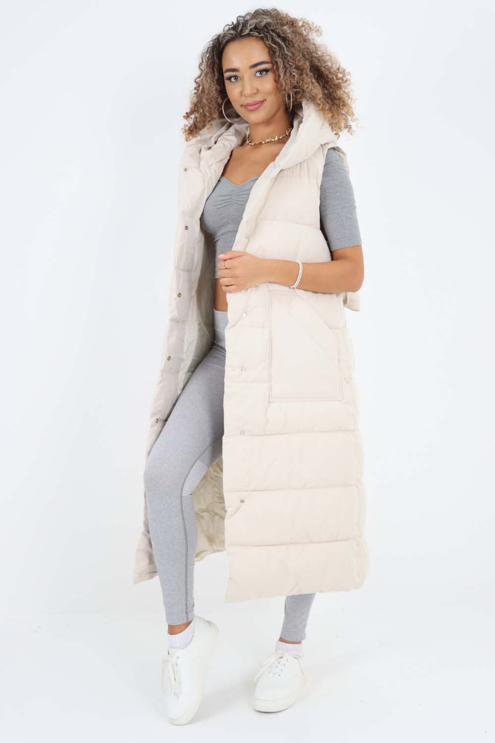 Italian Belted Hooded Long Gilet For Women  - Dropwear