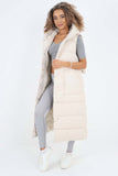 Italian Belted Hooded Long Gilet For Women  - Dropwear
