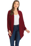 Wine Plus Size Batwing Long Open Cardigan Top For Women 16-18 - Dropwear