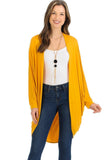 Mustard Plus Size Batwing Long Open Cardigan Top For Women 16-18 - Dropwear