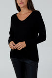Brown Wool Blend V-Neck Ribbed Fitted Jumper For Women ONE SIZE - Dropwear