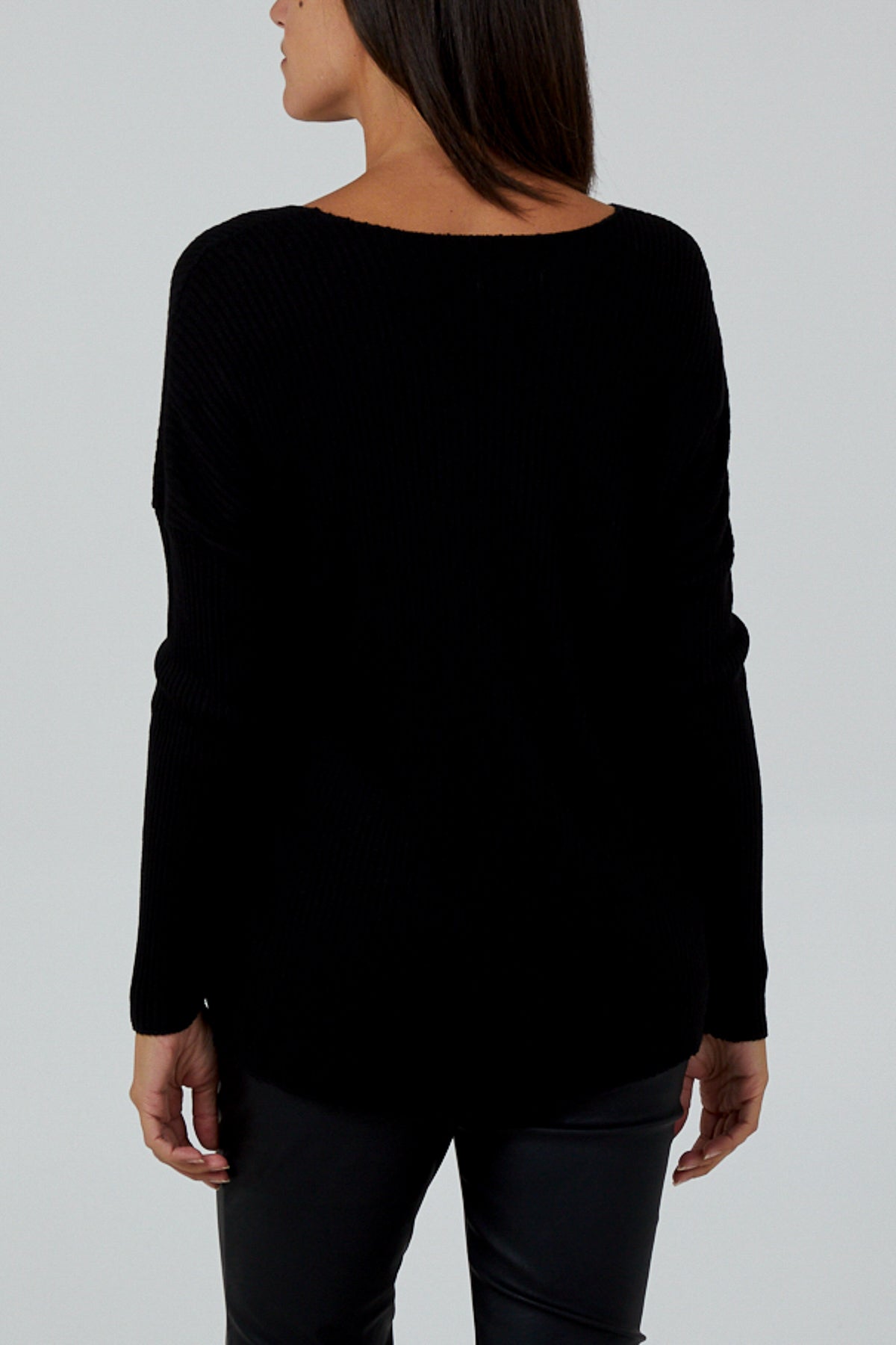 White Wool Blend V-Neck Ribbed Fitted Jumper For Women ONE SIZE - Dropwear