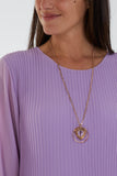 Pleated Long Sleeve Necklace Top For Women  - Dropwear