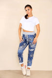 Black Italian Paisley Print Drawstring Cotton Joggers For Women 8 - Dropwear
