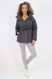 Italian Belted Hooded Jacket Coat For Women  - Dropwear