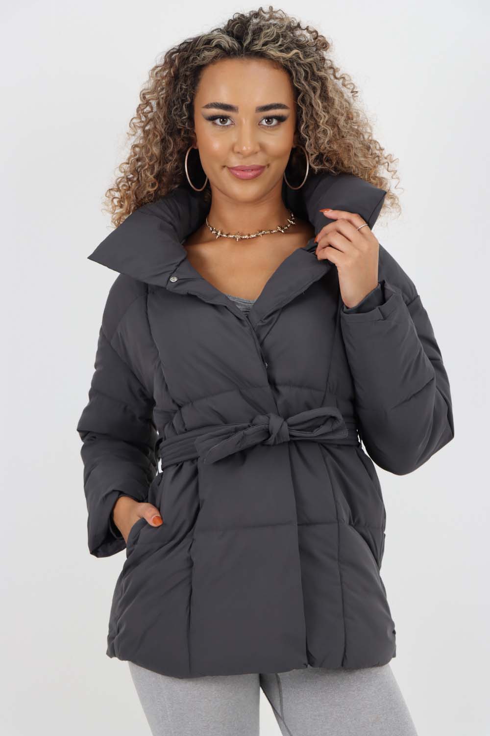 Italian Belted Hooded Jacket Coat For Women  - Dropwear