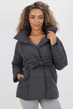 Italian Belted Hooded Jacket Coat For Women  - Dropwear