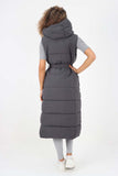 Italian Belted Hooded Long Gilet For Women  - Dropwear
