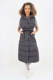Italian Belted Hooded Long Gilet For Women  - Dropwear