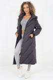 Italian Quilted Hooded Long Jacket Coat For Women  - Dropwear