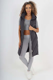 Italian Padded Pockets Hooded Zip up Long Gilet For Women  - Dropwear