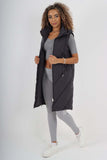 Italian Padded Pockets Hooded Zip up Long Gilet For Women  - Dropwear
