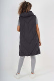 Italian Padded Pockets Hooded Zip up Long Gilet For Women  - Dropwear