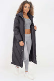 Italian Quilted Hooded Long Jacket Coat For Women  - Dropwear