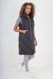 Italian Padded Pockets Hooded Zip up Long Gilet For Women  - Dropwear