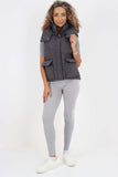 Italian Padded Pockets Hooded Gilet For Women  - Dropwear